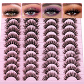 TNFVLONEINS twenty-pair false eyelashes close-up shows lightweight soft fibers for comfortable wear.