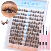 TNFVLONEINS packaging shows the Brown Manga Lash Clusters Kit for quick, stylish lash upgrades.
