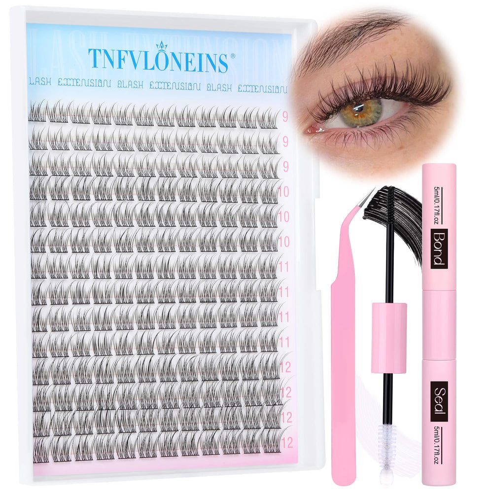 TNFVLONEINS natural lash clusters closeup showing wispy fibers for subtle eye definition.