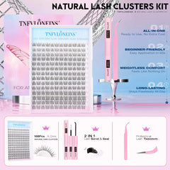 TNFVLONEINS wispy 9-12mm lashes kit demonstrating easy DIY lash styling options.