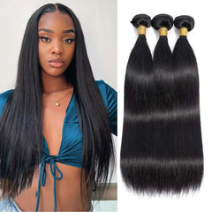 TNICE straight bundles 16 inch back view showing natural hair texture for versatile styling