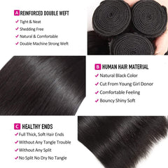 TNICE straight bundles 16 inch close-up of smooth Remy hair fibers