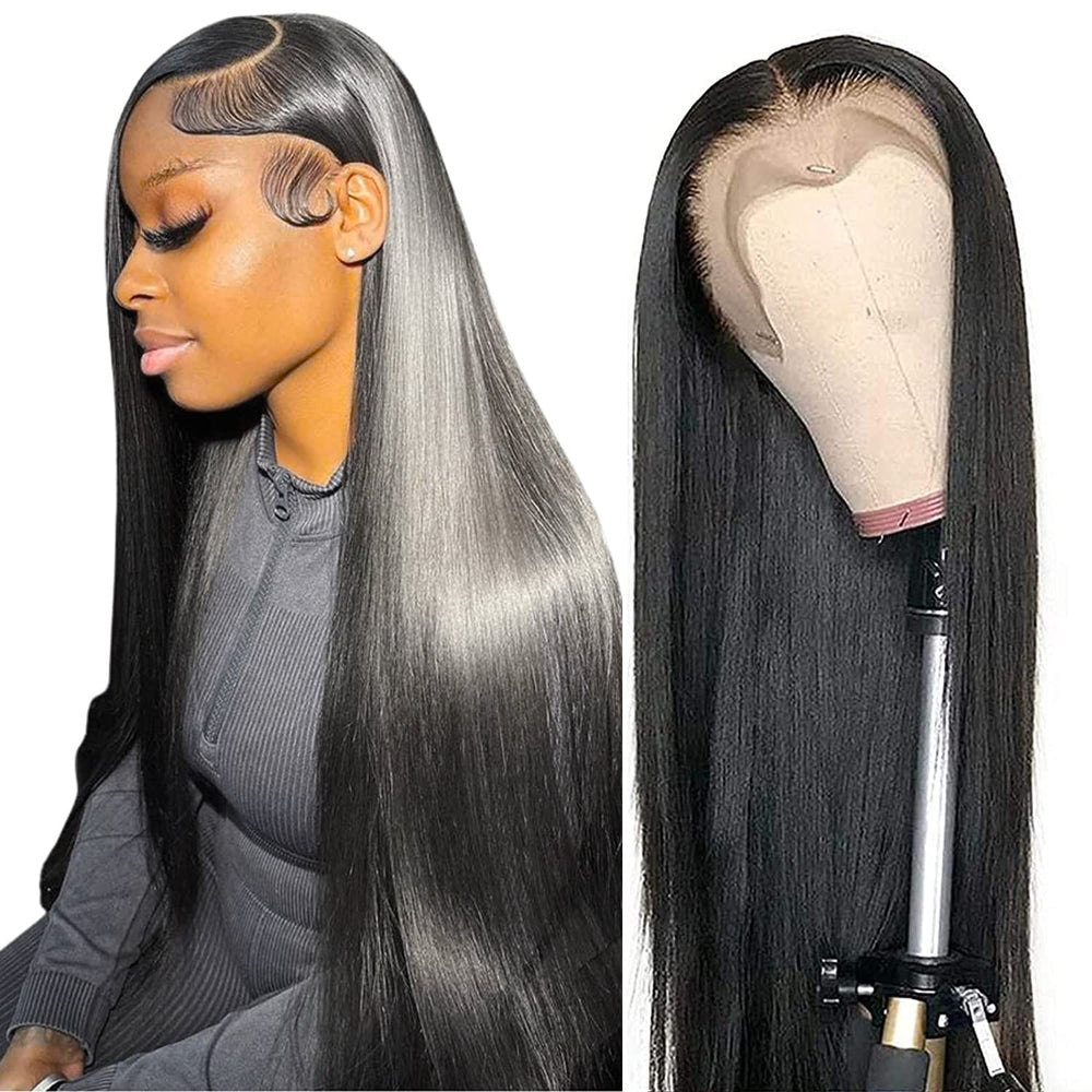 Tobasew 13x6 straight lace-front wig, 28-inch, natural hairline with versatile parting.