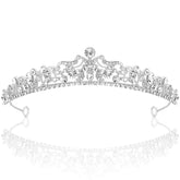 TOBATOBA silver tiara front view crystal detail boosts bridal sparkle for photos.