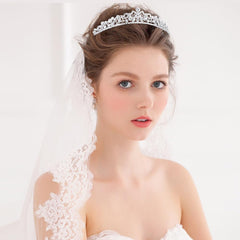TOBATOBA silver tiara wedding glow look with elegant crown for ceremonies.