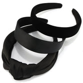 TOBATOBA black satin velvet headband closeup highlighting premium texture and elegance