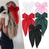 Tobeffect Christmas bows red long tails add festive flair and secure styling.