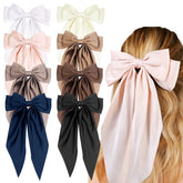 Tobeffect hair ribbon clips long tails black bow, secure hold for long hair.