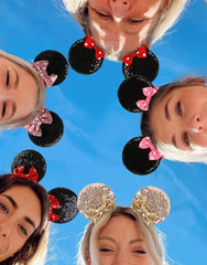 Tobeffect mouse ears hair bows closeup shows shimmer and durable clip for secure wear.