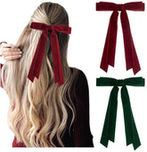 Tobeffect velvet hair bow burgundy close-up highlights rich texture and secure clip.