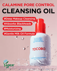 TOCOBO Calamine Pore Control milky emulsion after massage shows emulsification and gentle rinse.