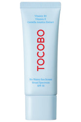 TOCOBO US Bio Watery Sunscreen bottle shows daily lightweight SPF protection.