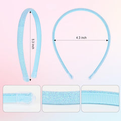 Todder glitter headbands laid out demonstrate versatile styling for kids and adults