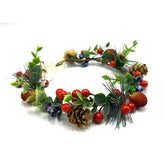 TOECWEGR Christmas flower crown with red berries, ideal for festive wedding photos.