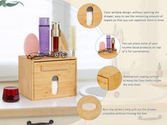 Tohiasen clean-towel-xl-organizer-bathroom neatly fits on a vanity for space-saving organization.