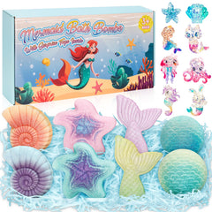 Toidgy Mermaid bath bombs packaging shows a ready-to-gift box for kids.