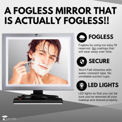 ToiletTree Deluxe LED mirror water-chamber fill helps prevent fog while you shave