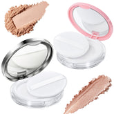 Tokusatsu refillable powder container pink compact with mirror for on-the-go touch-ups