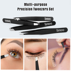 Tomata tweezers pointed tip for precise splinter removal and hair-targeting work.