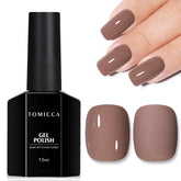 TOMICCA coffee brown gel nail polish bottle front view, showcasing elegant manicure options