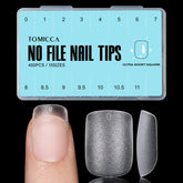 TOMICCA double-sided matte nail tips ready for quick, buff-free nail art.