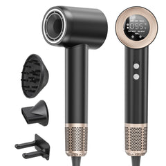 Tomler hair dryer front view shows ergonomic handle for comfortable styling.