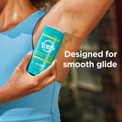 Packaging highlights odor and wetness protection in Tom's of Maine Lemongrass Tea Tree.