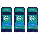 Tom's of Maine Mountain Spring deodorant for men 3-pack front view shows 24-hour odor protection