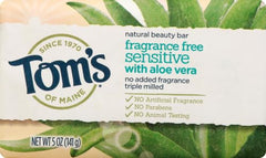 Tom's of Maine Natural Beauty Bar aloe vera close-up highlights soothing, fragrance-free skin care.