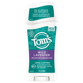 Tom's of Maine Wild Lavender deodorant stick front view showing aluminum-free formula for all-day freshness