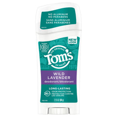 Tom's of Maine Wild Lavender deodorant stick front view showing aluminum-free formula for all-day freshness