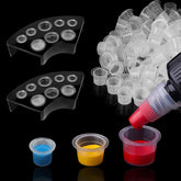 Tonbao 600pcs tattoo ink caps set with holder for organized pigment access and reduced spills.
