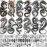 Toneoldshu detailed dragon tattoo sheet front view for bold leg or arm designs