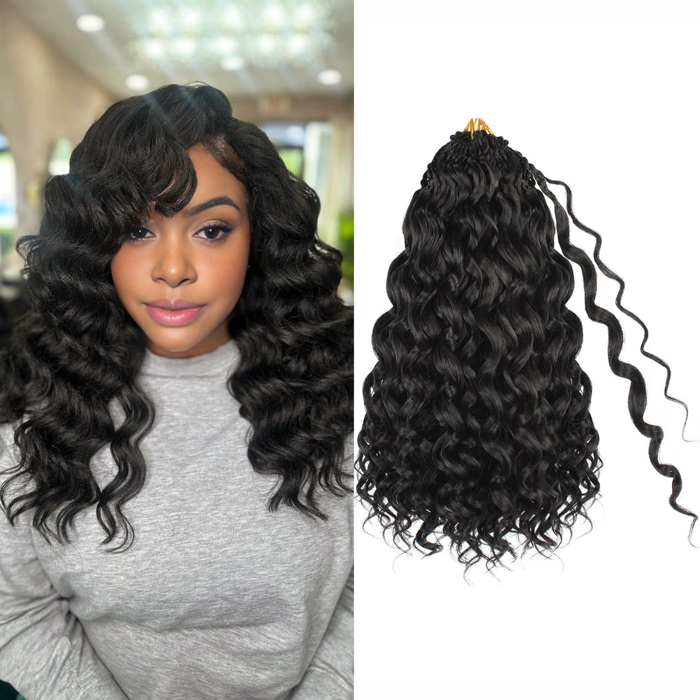 Toniola Ocean Wave Crochet Hair 14 Inch pre-looped top for quick, easy installs.