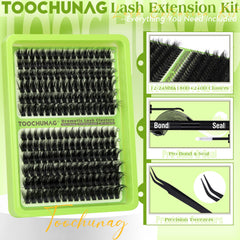 TOOCHUNAG 24mm long lash clusters offering dramatic flutter and volume.