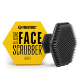 TOOLETRIES men's face scrubber close-up bristles show gentle exfoliation and pore cleansing.