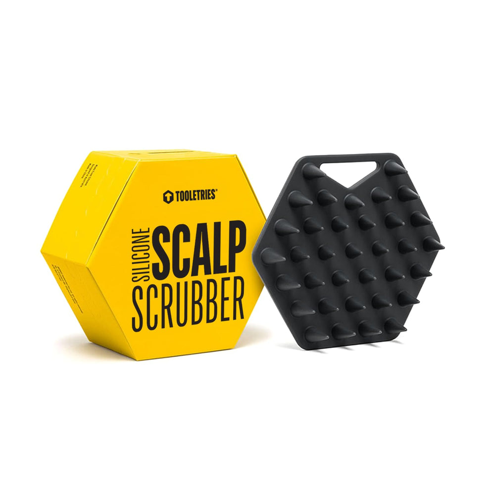 TOOLETRIES scalp scrubber charcoal bristles closeup for deep exfoliation and scalp refresh