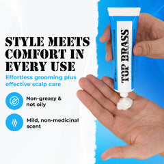 Top Brass packaging close-up highlights a mild unobtrusive scent