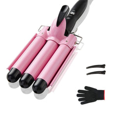 TOP4EVER 3 Barrel Curling Iron heat up action demonstrates fast styling for busy mornings