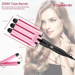 TOP4EVER triple-barrel ceramic coating delivers frizz-free soft waves