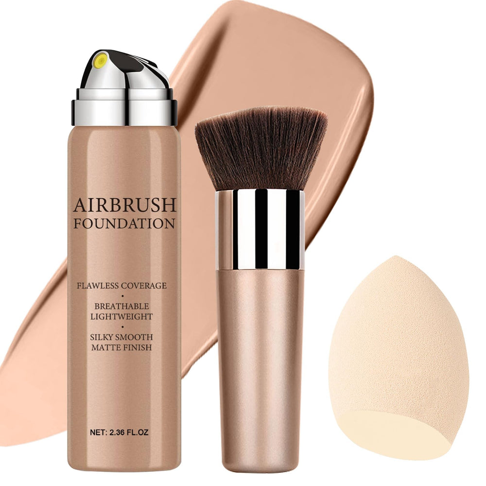 Topcent Airbrush Foundation Spray bottle showing portable, long-lasting waterproof coverage.