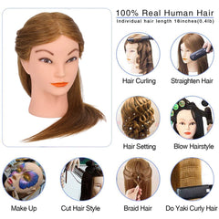 TopDirect 18-inch total length back view of mannequin head for braiding and curling practice.