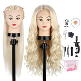 TopDirect mannequin head front view with 80% real hair for practice styling.
