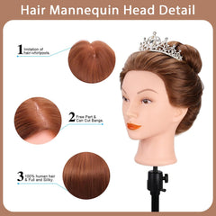 TopDirect mannequin head-curling-straightening-ready hair supports heat styling practice.