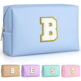 TOPEAST Preppy Patch Makeup Bag with chenille patch for everyday organization
