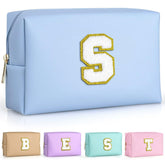 TOPEAST sky blue makeup bag with patch elevates style for teens and gifting