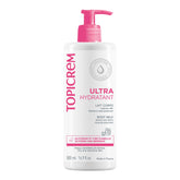 Topicrem ultra-moisturising body milk 500ml bottle showcasing easy moisturization for daily use