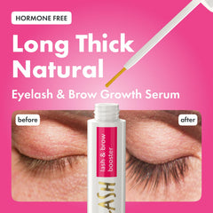 Toplash eyelash growth serum packaging front shows natural, cruelty-free branding and hypoallergenic promise