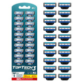 Toptech Razor 3 packaging image highlights convenient refills for home and travel grooming.