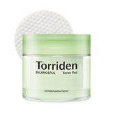 Torriden BALANCEFUL toner pad packaging shows 60 vegan pads for daily exfoliation